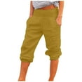 thumbnail image 1 of LAJPXKHY Womens Cotton Linen Pants Summer Casual Thin Elastic High Waist Loose Loungeweare Trousers with Pockets, 1 of 7