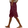 thumbnail image 1 of LAJPXKHY Womens Cotton Linen Shorts Casual Knee Length Drawstring Elastic Waist Straight Leg Side Button Lightweight Shorts with Pockets, 1 of 3