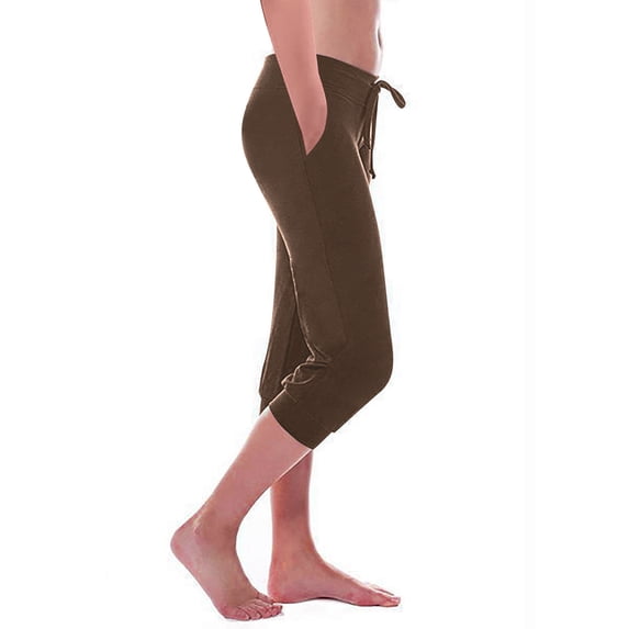 LAJPXKHY Womens Plus Size Capri Pants Drawstring Elastic Waisted Casual Workout Gym Yoga Capris with Pockets