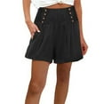 thumbnail image 1 of LAJPXKHY Womens Summer Shorts Pleated Elastic High Waisted Wide Leg Casual Loose Lightweight Thin Beach Shorts with Pockets, 1 of 5