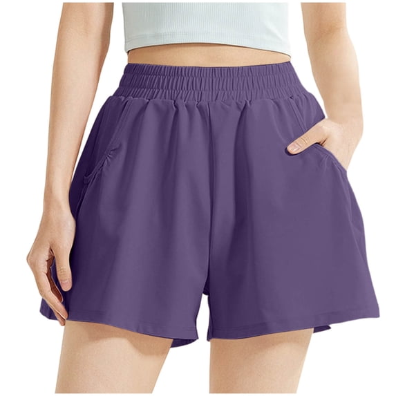 LAJPXKHY Womens Workout Shorts Summer Elastic waist Wide Leg Quick Dry Lightweight Comfy Athletic Yoga Tennis Gym Shorts with Pockets