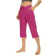 thumbnail image 1 of LAJPXKHY Yoga Capri Pants for Women Summer Straight Leg Warp Elastic High Waist Casual Loose Fitted Workout Gym Capris with Pockets, 1 of 7