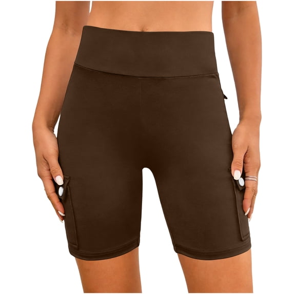 LAJPXKHY Yoga Shorts for Women Elastic High Waist Butt Lifting Hiking Cargo Shorts Workout Running Summer Short Leggings with Multi Pockets