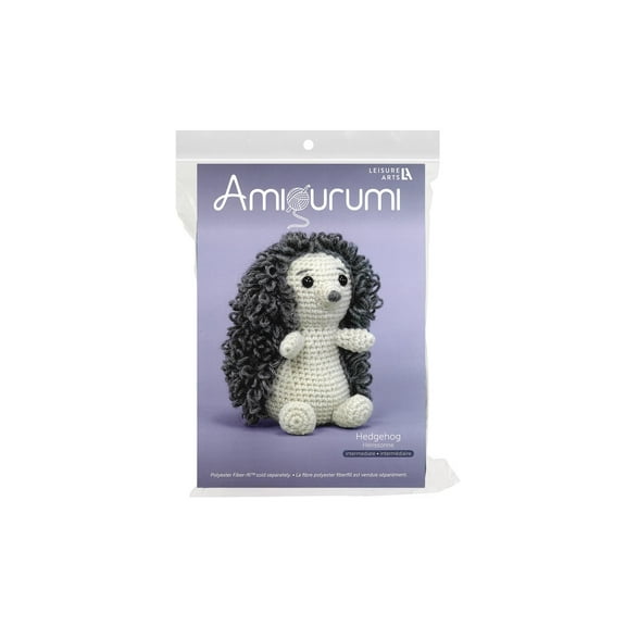 Leisure Arts Amigurumi Kit Hedgehog Crochet Kit for Beginners and Adults, Amigurumi Crochet Kit, Crochet Animal Kit, DIY Hedgehog Crochet Kit with Yarn and Hook, 8 Inch Finished Size