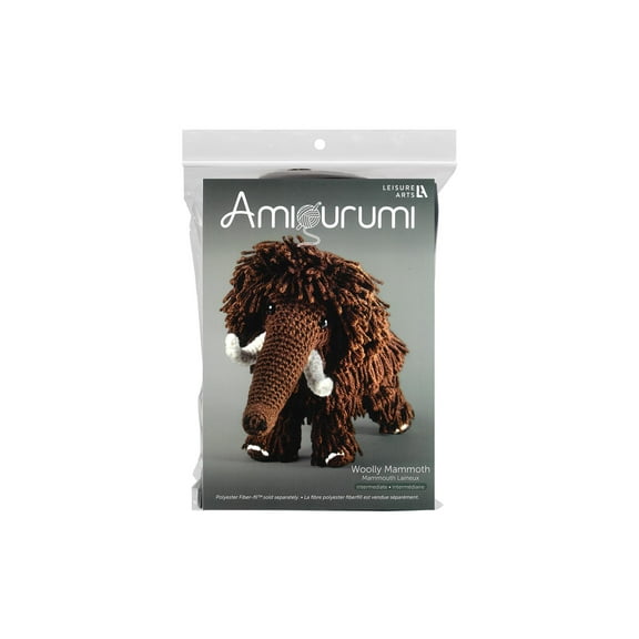 Leisure Arts Crochet Woolly Mammoth Kit Beginner-Friendly Crochet Kit for all Skill Levels with Yarn, Hook, Needle & Instructions Make Your Own 8 Amigurumi Animal