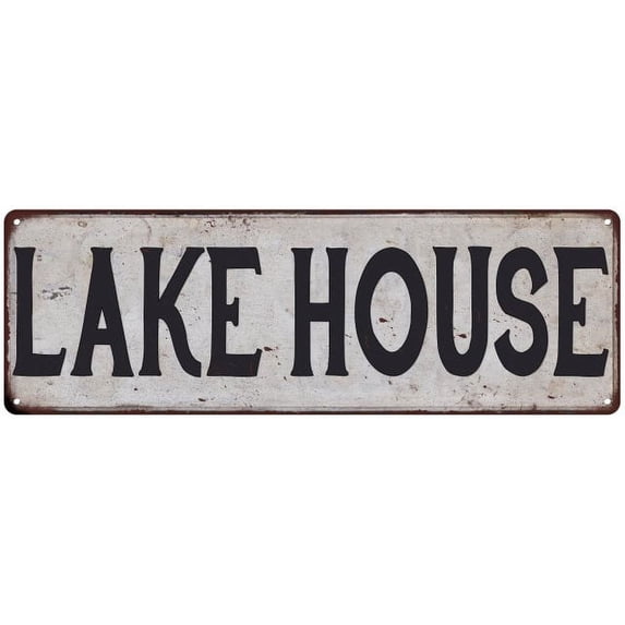 LAKE HOUSE Vintage Look Rustic 6x18 Metal Sign Chic Retro 206180035081