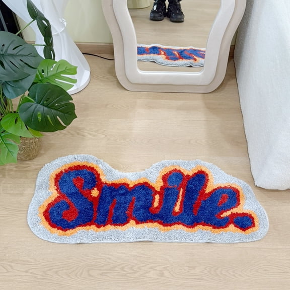 LAKEA Colorful Smile Face Tufted Rug, Soft Plush Handmade Water Absorbent Non-Slip Floor Mat for Bathroom, Bedroom & Kitchen Home Decor