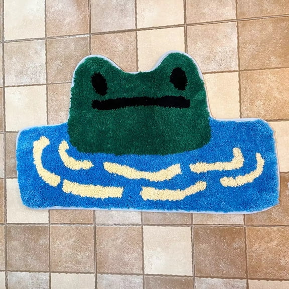 LAKEA Cute Frog Tufted Rug, Cartoon Frog in Water Shaped Soft Plush Non-Slip Floor Mat for Bedroom, Bathroom, Kids Room & Home Decor