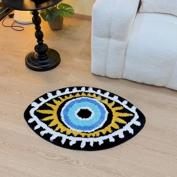 LAKEA Evil Eye Shaped Tufted Rug Soft Fluffy Carpet - Non-Slip Floor Mat for Bedroom Living Room, Protective Amulet Pattern Home Decor