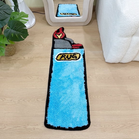 Lakea Novelty Lighter Shaped Tufted Rug, Soft Non-Slip Decor Floor Mat for Bathroom & Bedroom Home Decor