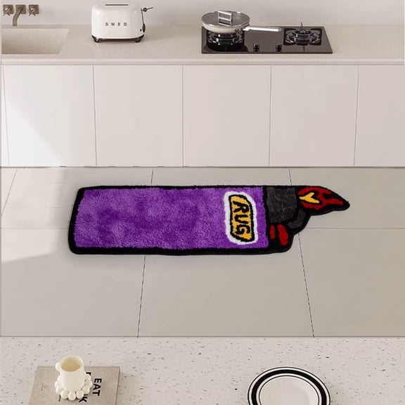 LAKEA Purple Lighter Shaped Tufted Rug, Soft Fluffy Novelty Area Rug, Non-Slip Floor Mat for Bedroom Living Room Home Decor 
