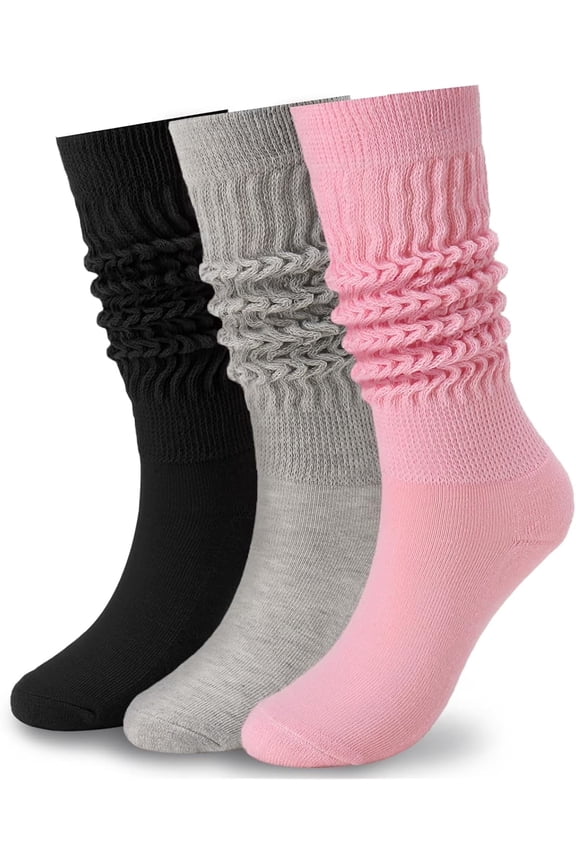 3 Pairs Slouch Socks for Women Size 9-11 Soft Extra Long Scrunch Knee High Boot Socks