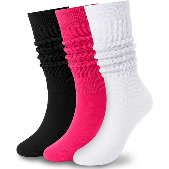 LAKIDAY 3 Pairs Slouch Socks for Women Size 9-11 Soft Extra Long Scrunch Knee High Boot Socks