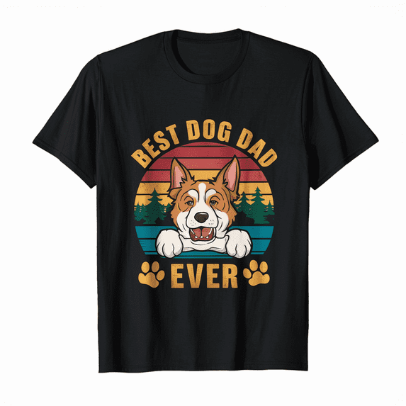 LAKIDAY Best Dog Dad Ever Graphic Tees Mens Dog Lover Happy Fathers Day Novelty Black Shirts
