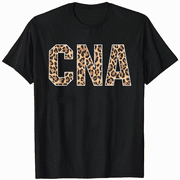 LAKIDAY CNA Nurse Certified Assistant T-Shirt Funny Leopard Graphic Black Tee Health Worker Nurse Life Shirts Top