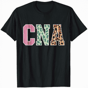 LAKIDAY CNA Nurse Certified Assistant T-Shirt Funny Leopard Graphic Tee Health Worker Nurse Life Tee Top