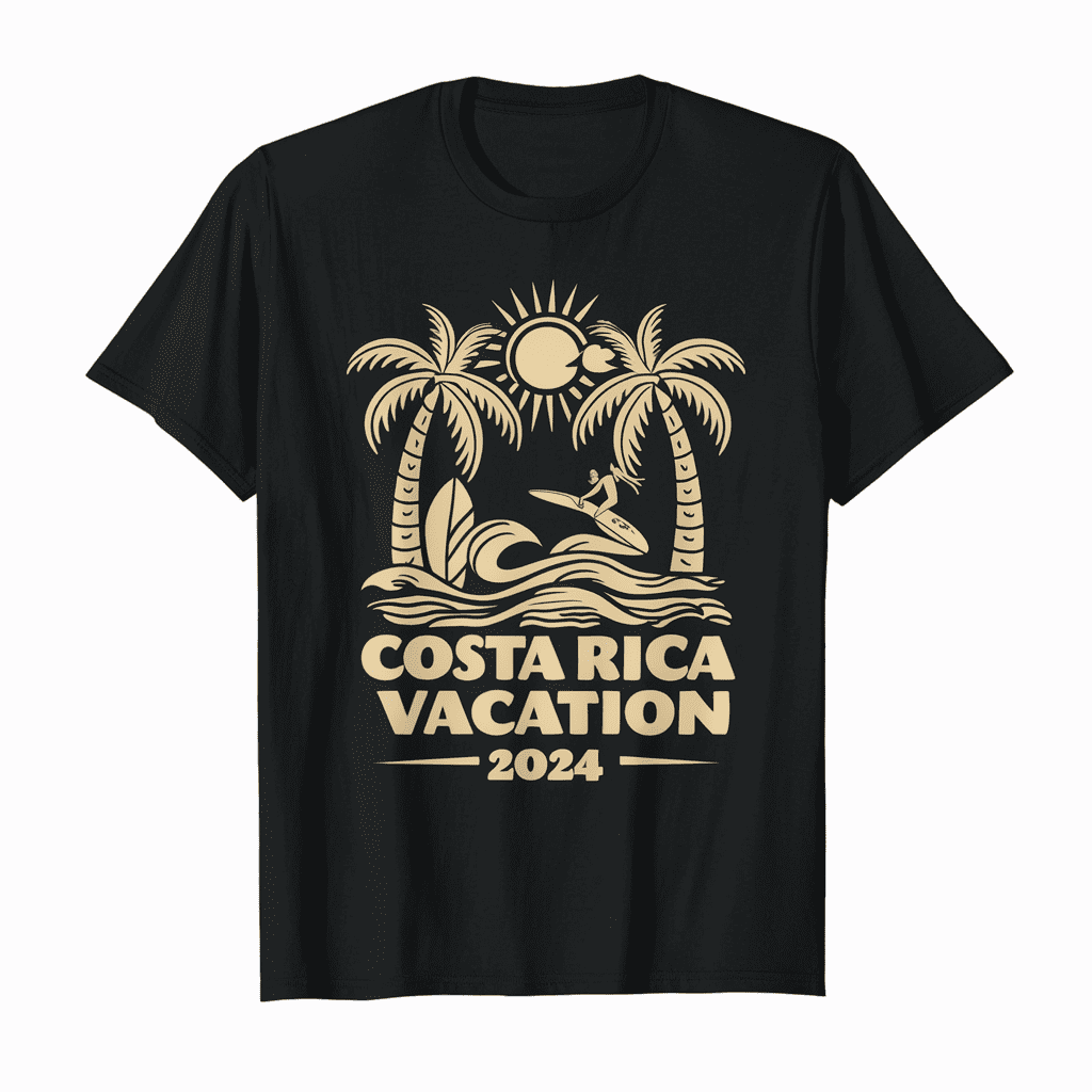 LAKIDAY Costa Rica Vacation 2024 T Shirt Summer Beach Graphic Tee Black