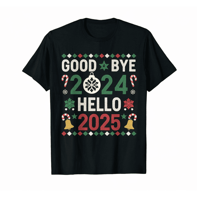 LAKIDAY Goodbye 2024 Hello 2025 Christmas Shirts For Men Women Snowman