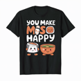 LAKIDAY Miso Happy Noodle T Shirt Kawaii Food Graphic Tee Short Sleeve