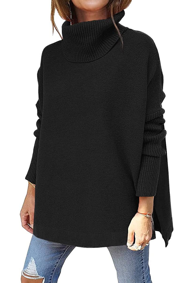 heekpek Sweater Dresses Women Turtleneck Knit Sweaters Long Sleeve Casual  Short Pullover Dress Oversized Tops with Pockets : : Clothing