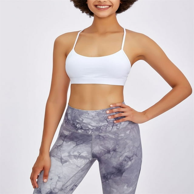 LAKIDAY Womens Butterluxe Y Back Sports Bra Padded Racerback Low Impact Spaghetti Thin Strap