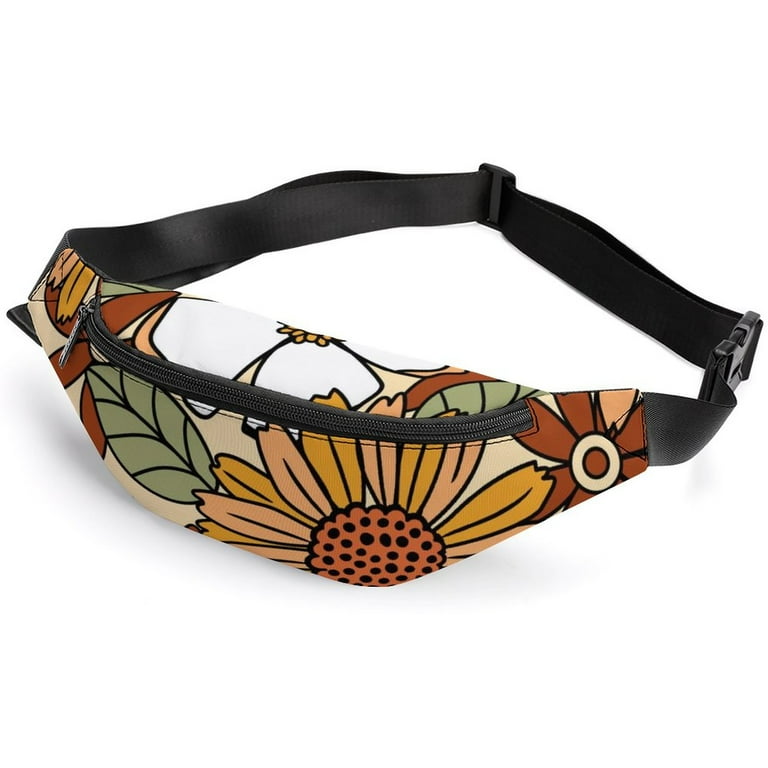 LAKIMCT 70S Retro Floral Pattern Fanny Pack for Men Women Waterproof Belt Bag Casual Waist Packs for Travel Sports Walmart