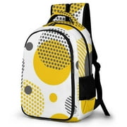 LAKIMCT 80S 90S Geometry Round Backpack for Adult Kids, Refrigerator Pocket Schoolbag, Pocket Flipped 180° Bookbag for Travel Work Daybag