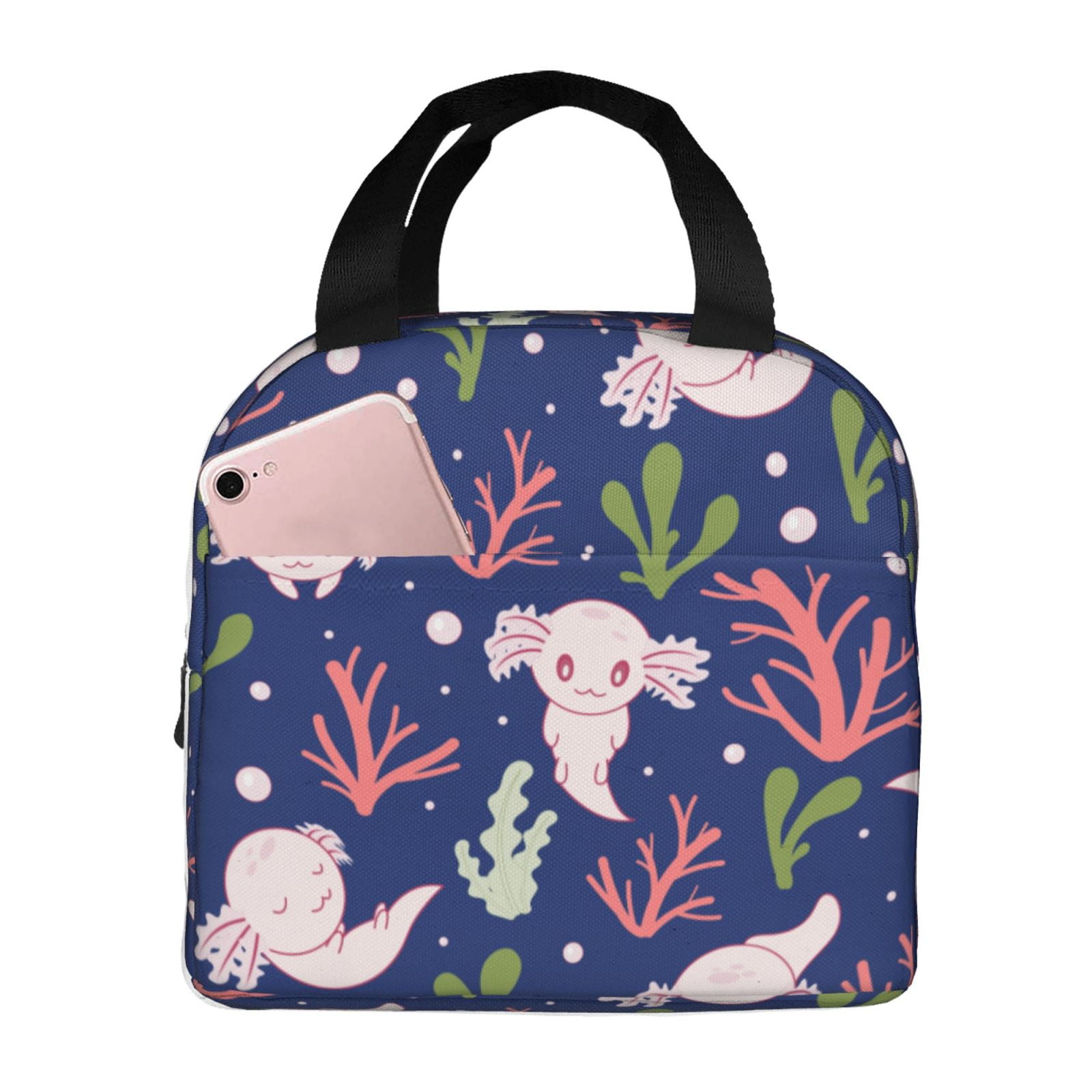 LAKIMCT Axolotl Corals Sea Plants Portable Thicken Lunch Bag for Boys ...