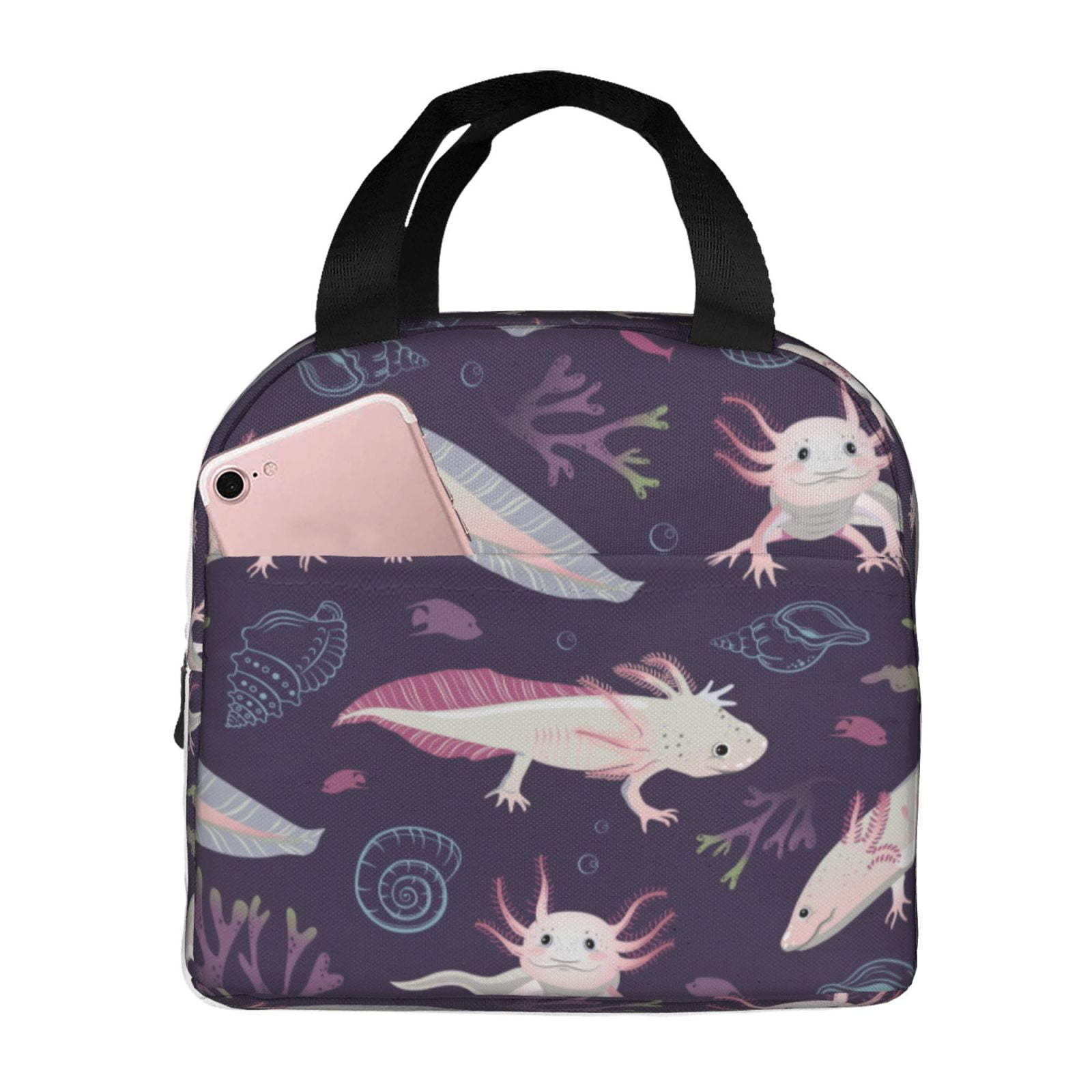 LAKIMCT Axolotls Seaweeds Portable Thicken Lunch Bag for Boys Girls ...