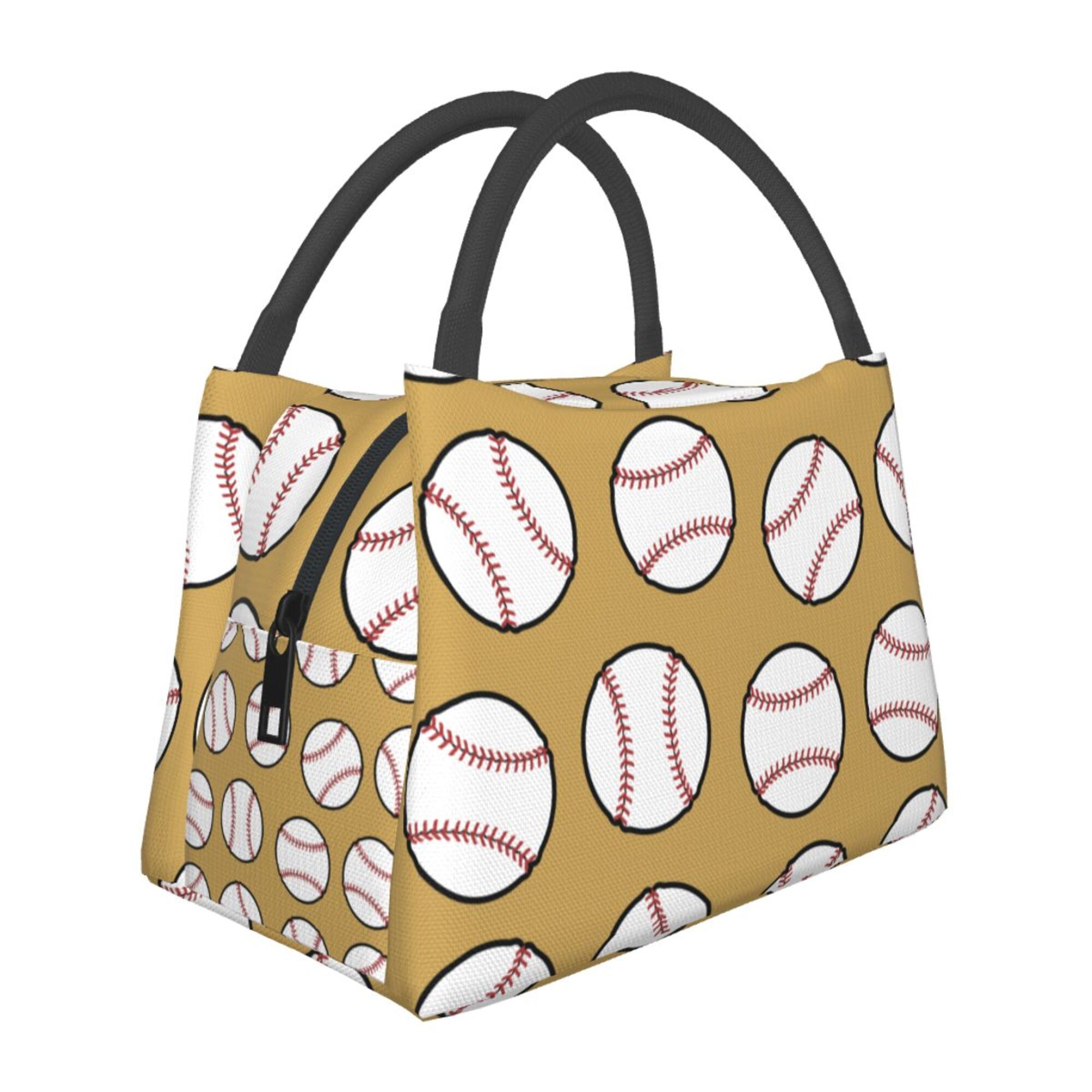 LAKIMCT Baseballs Portable Lunch Bag for Kids Adult, Aluminum Film