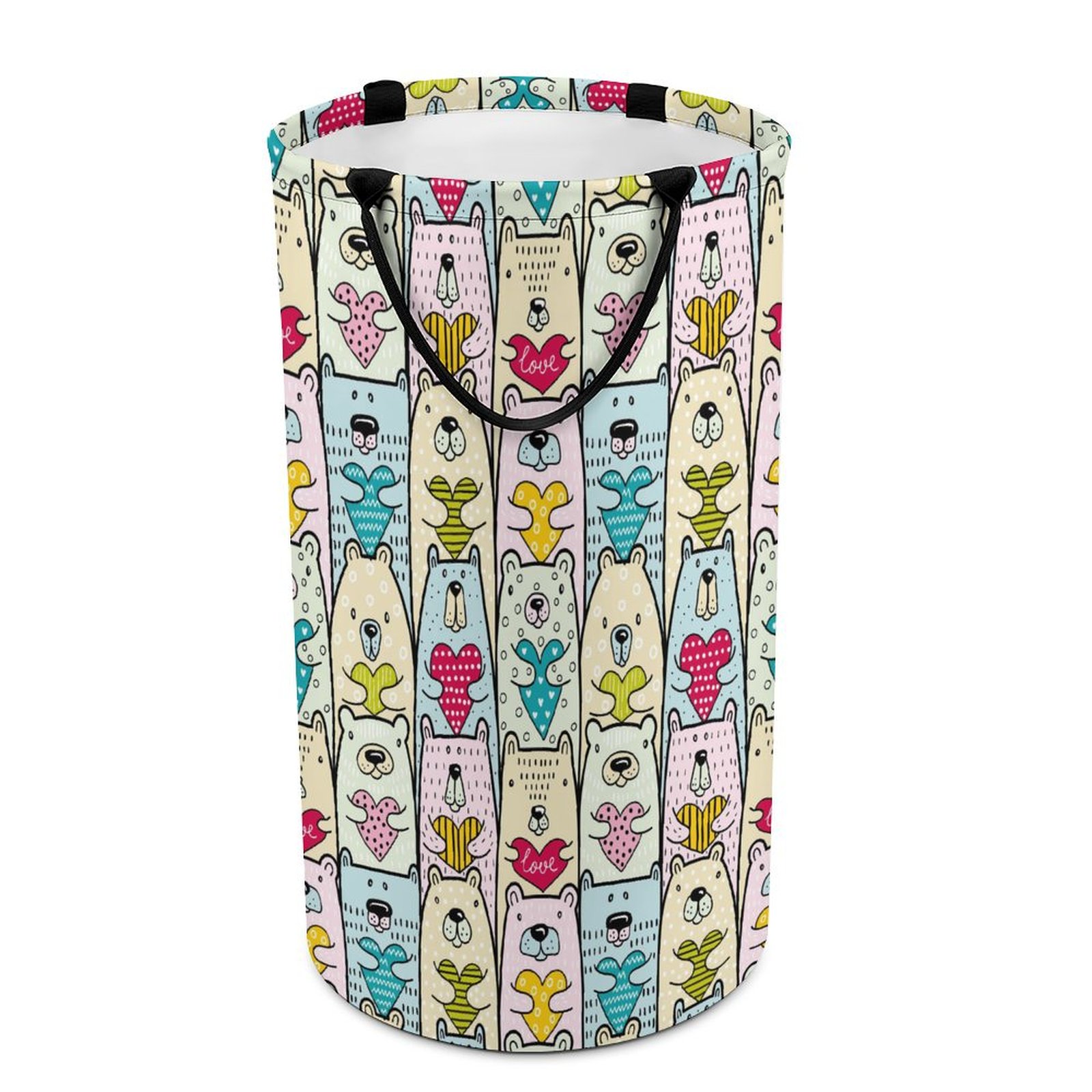 LAKIMCT Bears Hug Heart Laundry Basket, 86.5L Tall Large Laundry Hamper