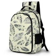 LAKIMCT Beautiful Imprint Leaves Backpack for Adult Kids, Refrigerator Pocket Schoolbag, Pocket Flipped 180° Bookbag for Travel Work Daybag