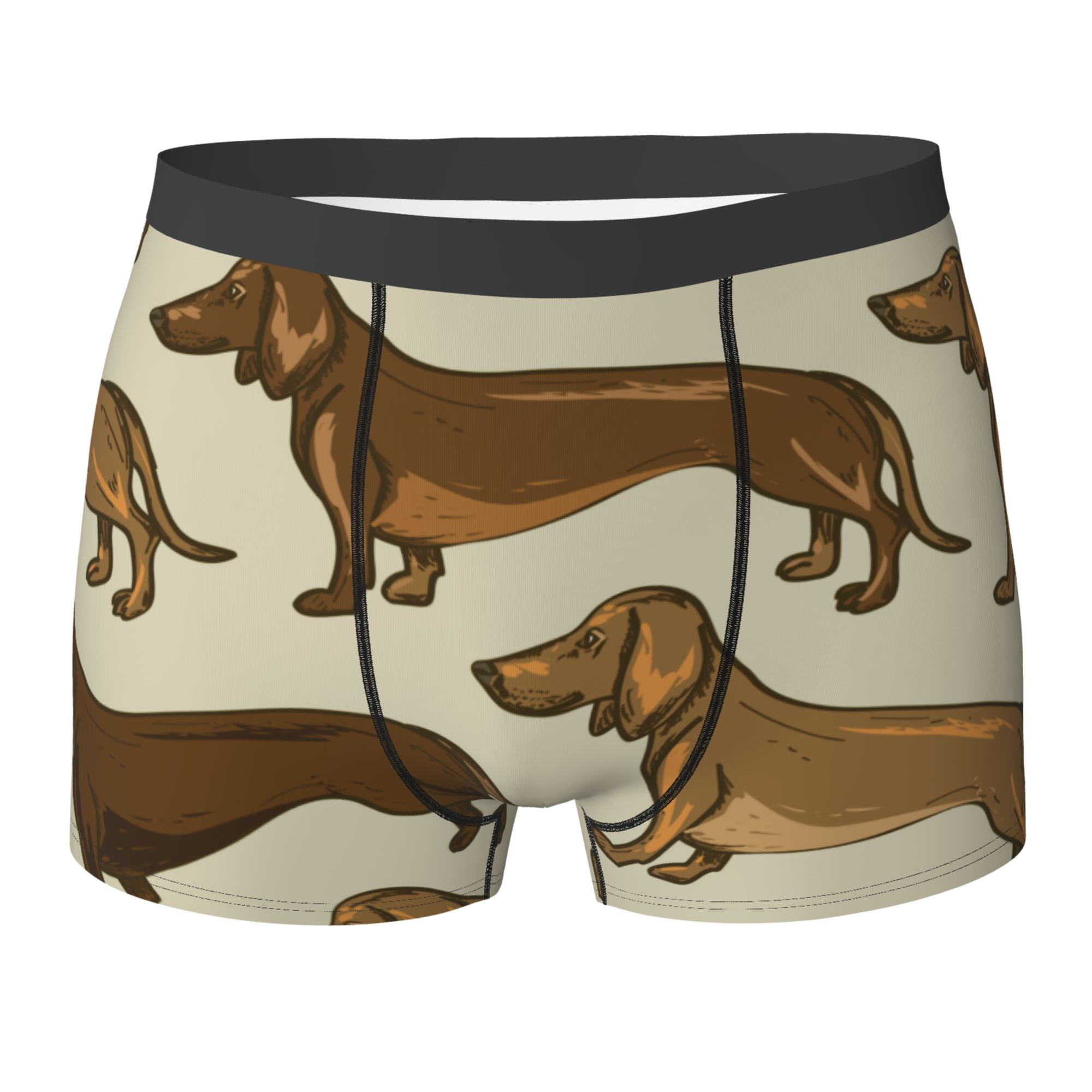 LAKIMCT Beige Brown Dachshund Dogs Mens Breathable Boxer Briefs Ultra Soft Sweat Absorbent Boxer Shorts Underwear