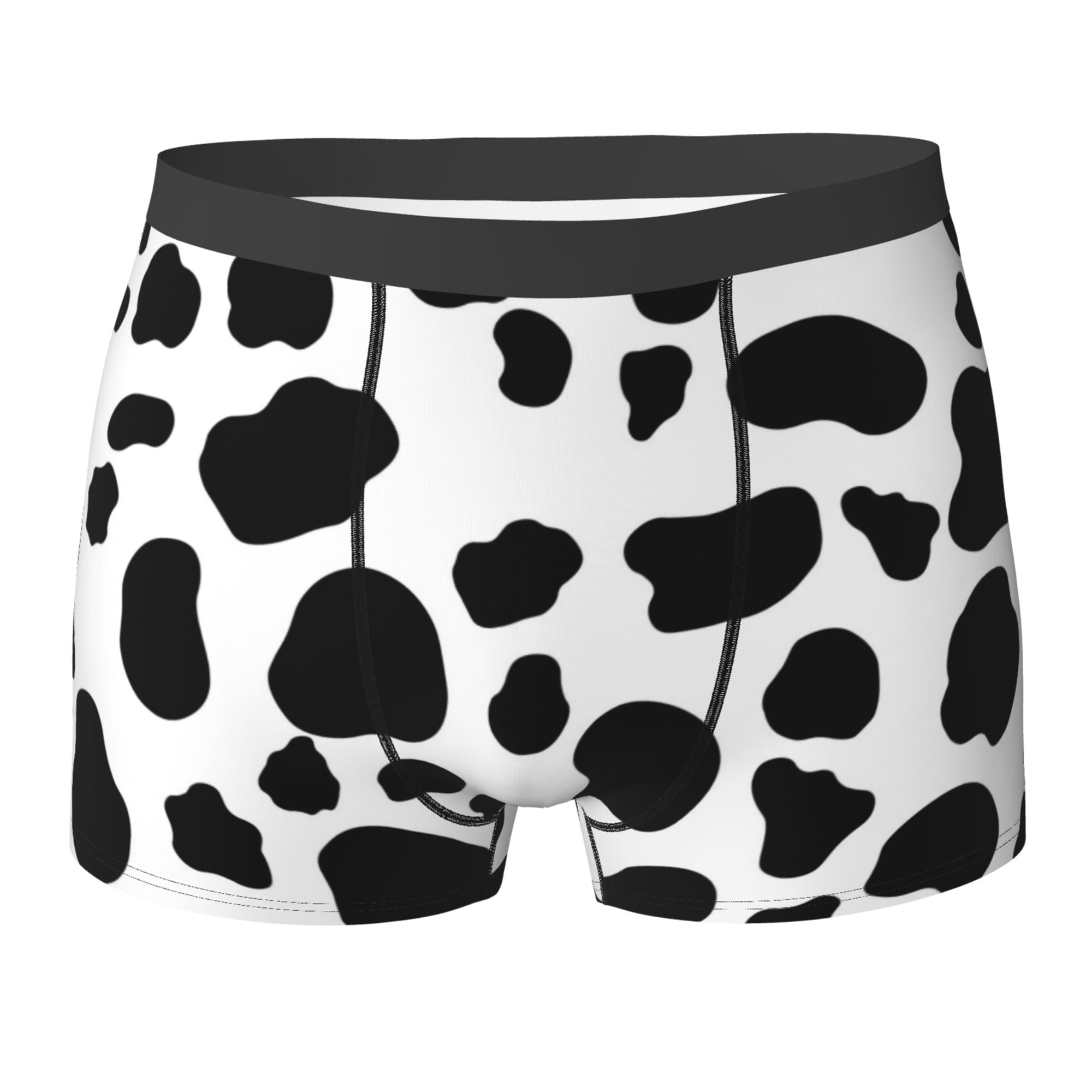 LAKIMCT Black Cow Print Mens Breathable Boxer Briefs, Ultra Soft Sweat ...