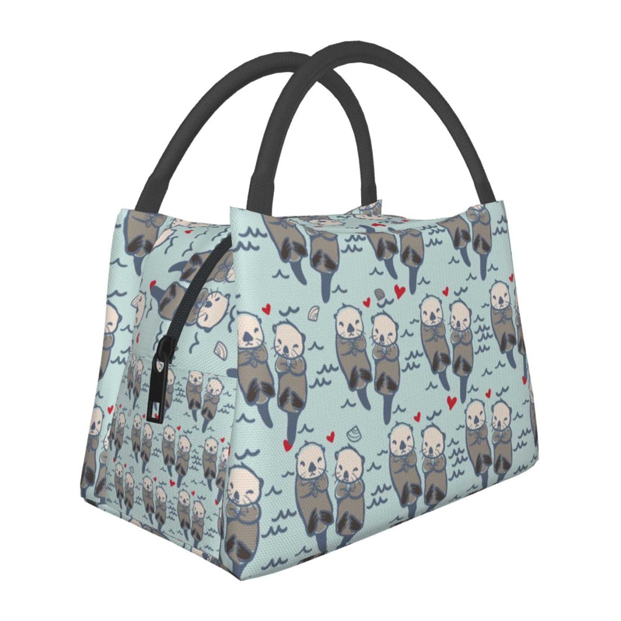 LAKIMCT Blue Sea Otter Portable Lunch Bag for Kids Adult, Aluminum Film ...