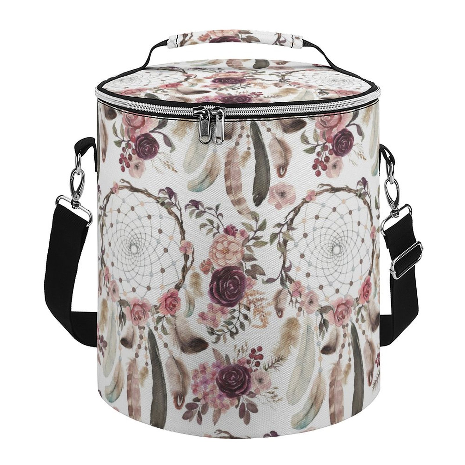LAKIMCT Boho Floral Dreams Catching Camping Soft Cooler Insulated Bag