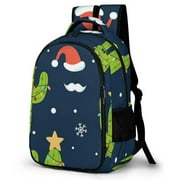 LAKIMCT Cactus Christmas Holiday Backpack for Adult Kids, Refrigerator Pocket Schoolbag, Pocket Flipped 180° Bookbag for Travel Work Daybag