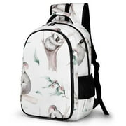 LAKIMCT Cartoon Baby Koala Backpack for Adult Kids, Refrigerator Pocket Schoolbag, Pocket Flipped 180° Bookbag for Travel Work Daybag