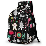 LAKIMCT Color Christmas Style Backpack for Adult Kids, Refrigerator Pocket Schoolbag, Pocket Flipped 180° Bookbag for Travel Work Daybag