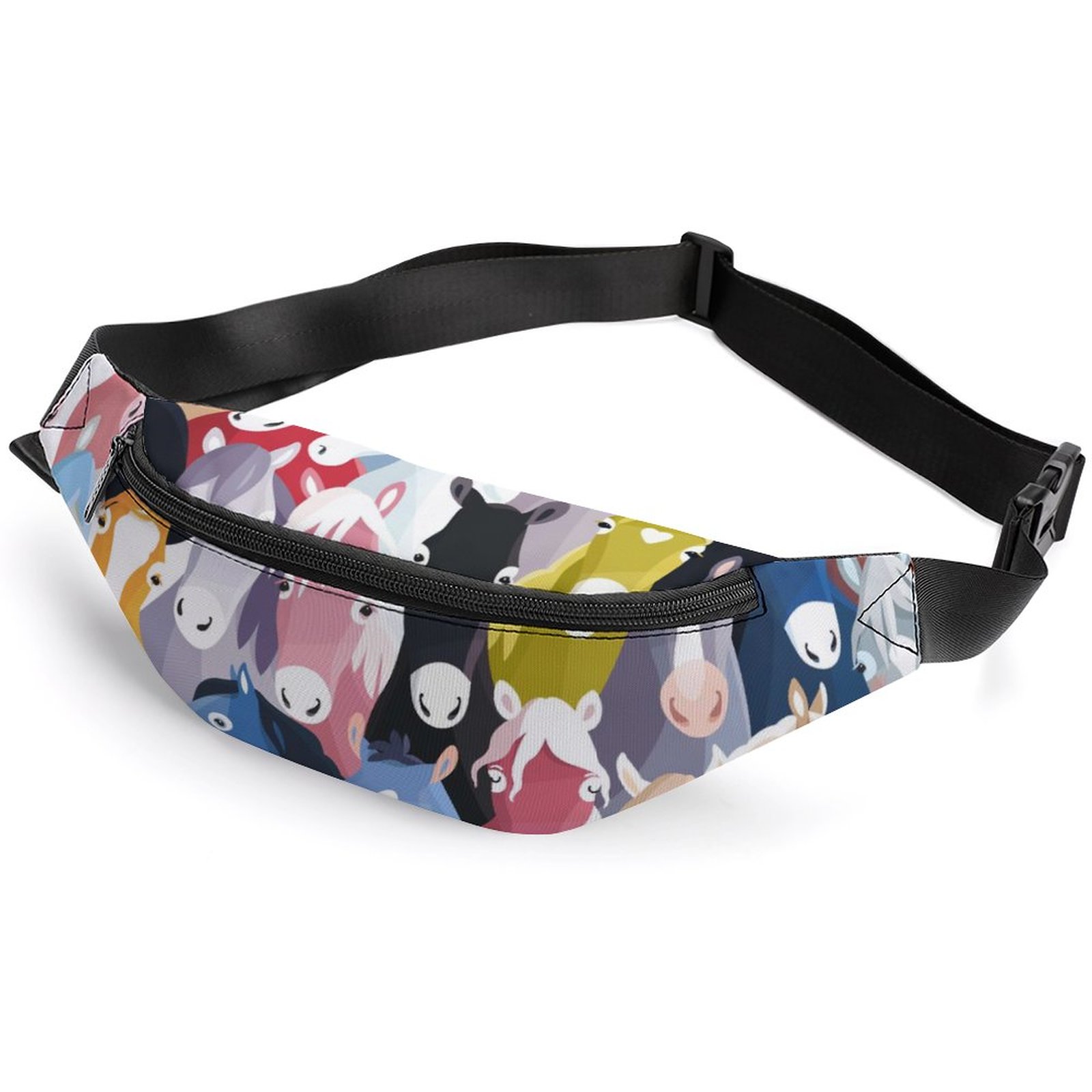 LAKIMCT Colourful Cartoon Horses Fanny Pack for Men Women Waterproof