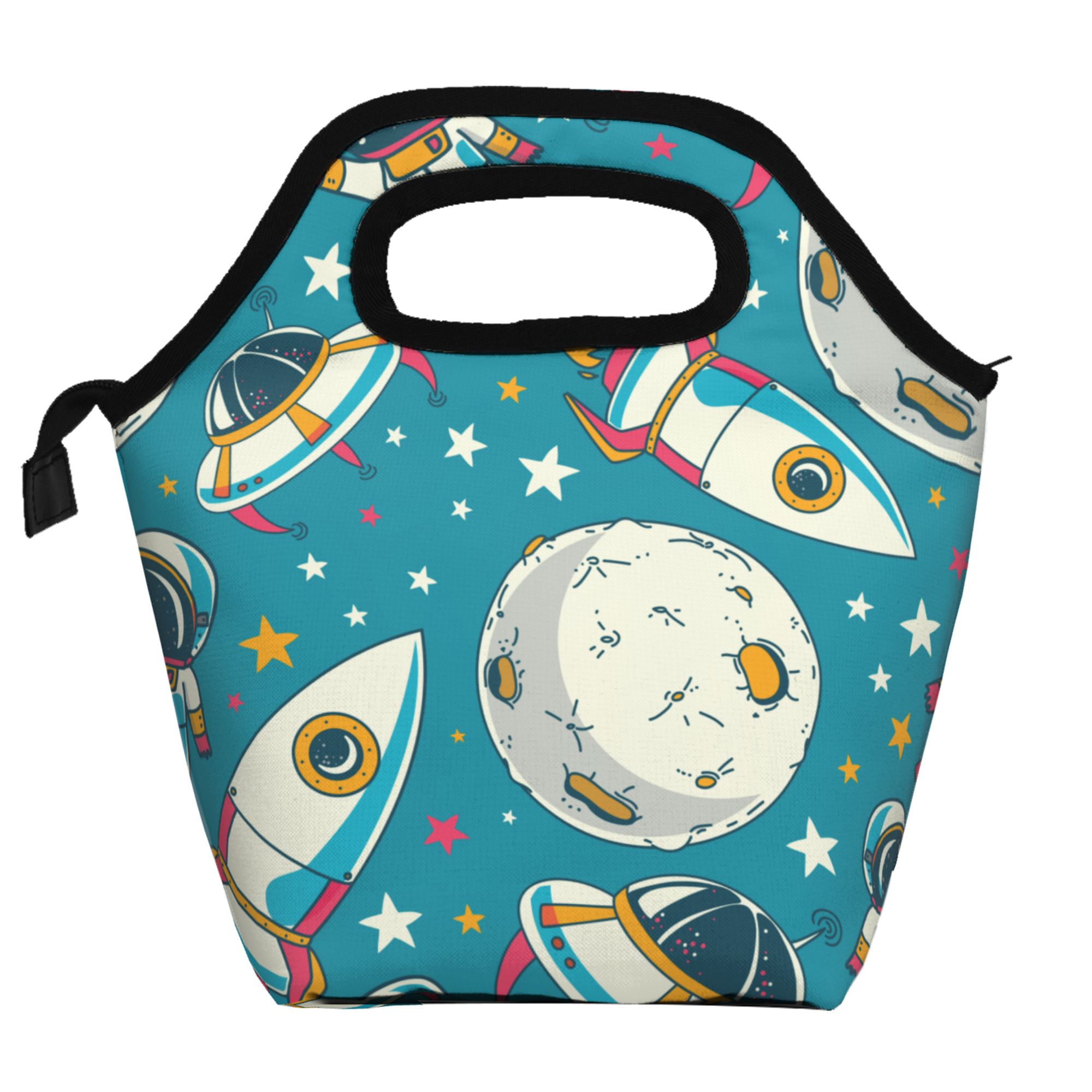 LAKIMCT Cute Astronauts Waterproof Lunch Bag for Kids Adult