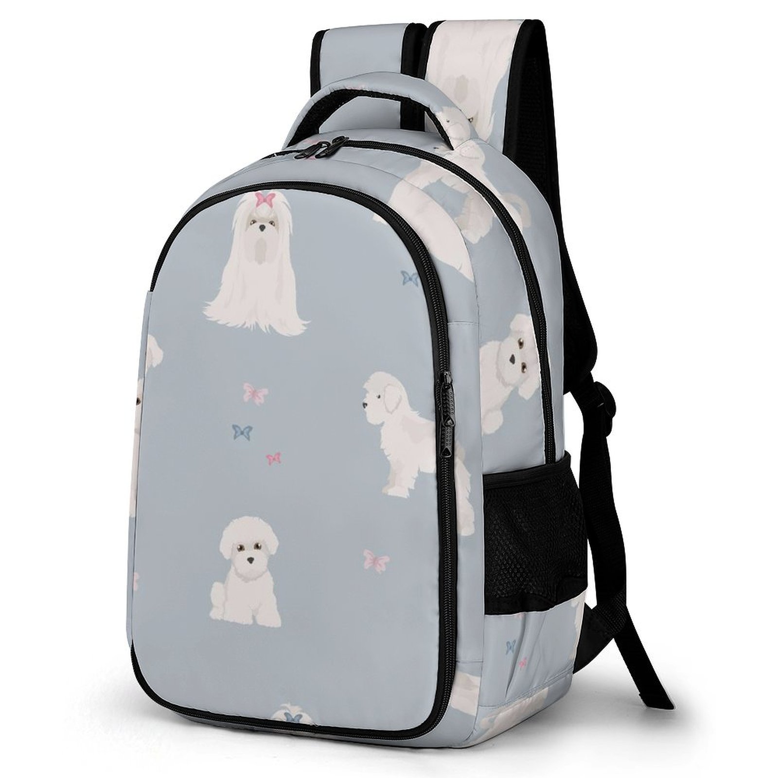 LAKIMCT Cute Maltese Dogs Backpack for Adult Kids, Refrigerator Pocket