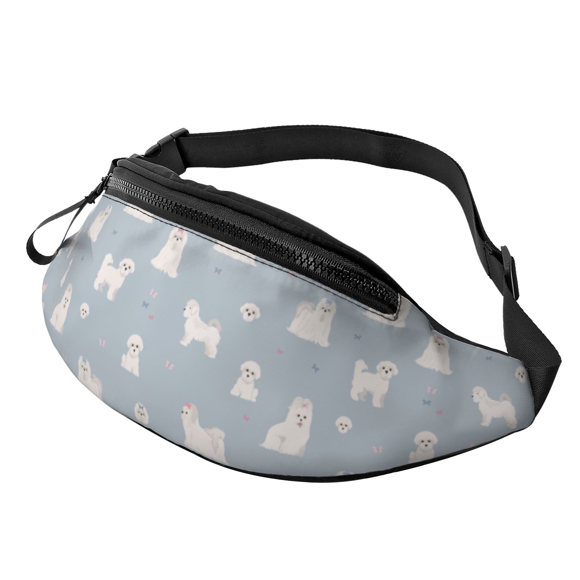 LAKIMCT Cute Maltese Dogs Fanny Pack for Women Men with Headphone Jack