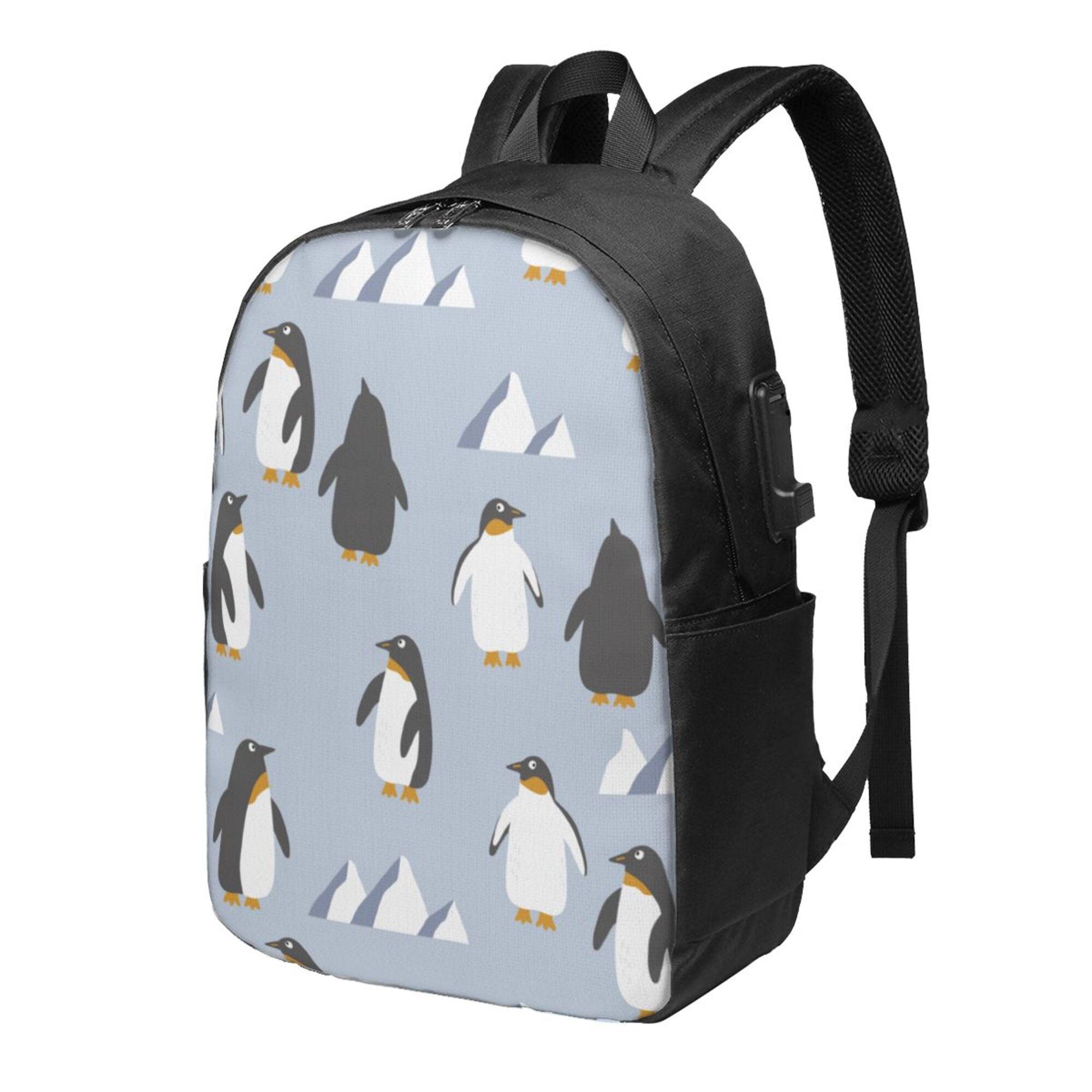 LAKIMCT Cute Penguin Snow Laptop Backpack with USB Charging Headphone Port 17 Inch College Business Travel Bookbag Walmart