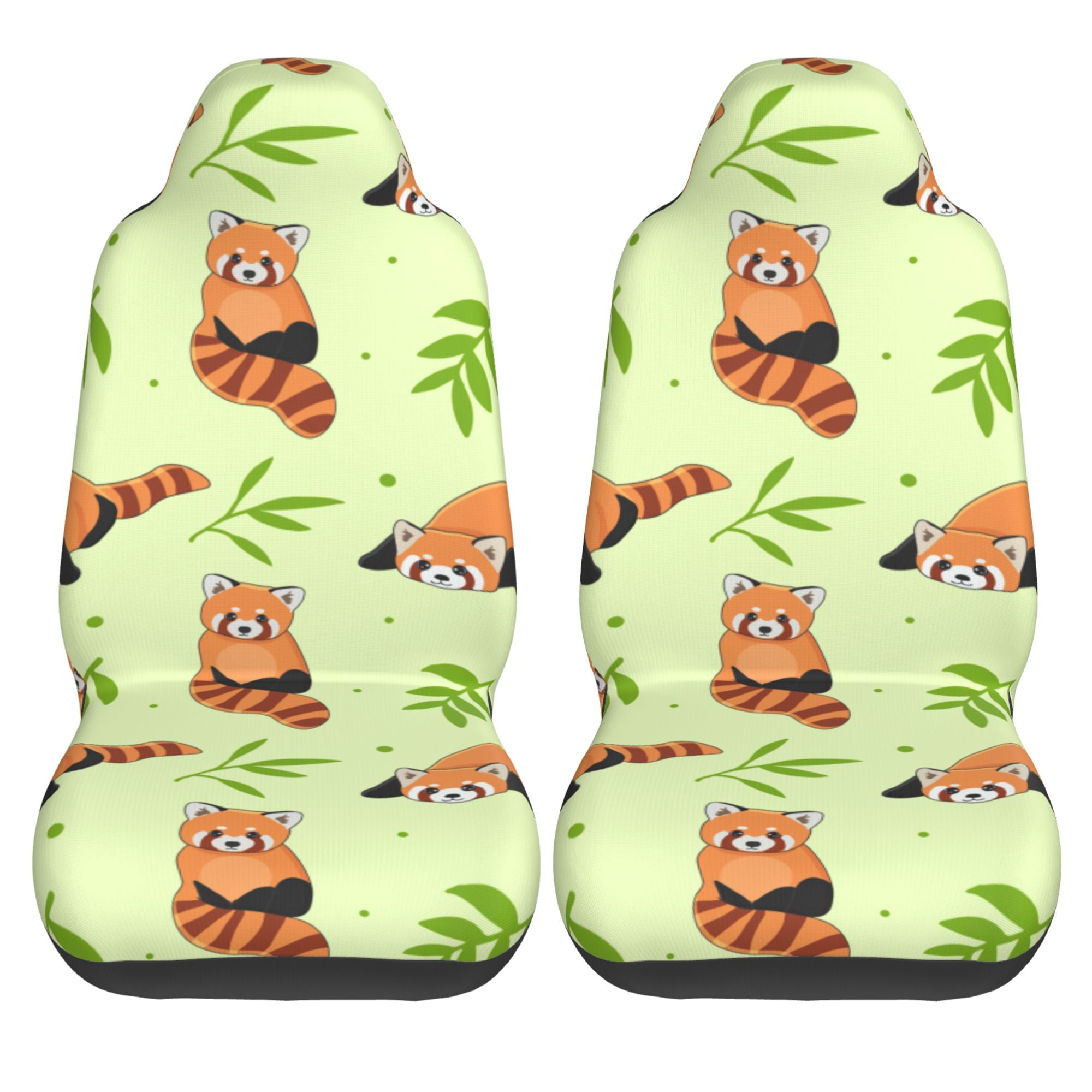 LAKIMCT Cute Red Panda Bamboo Car Seat Covers Vehicle Front Seat Covers