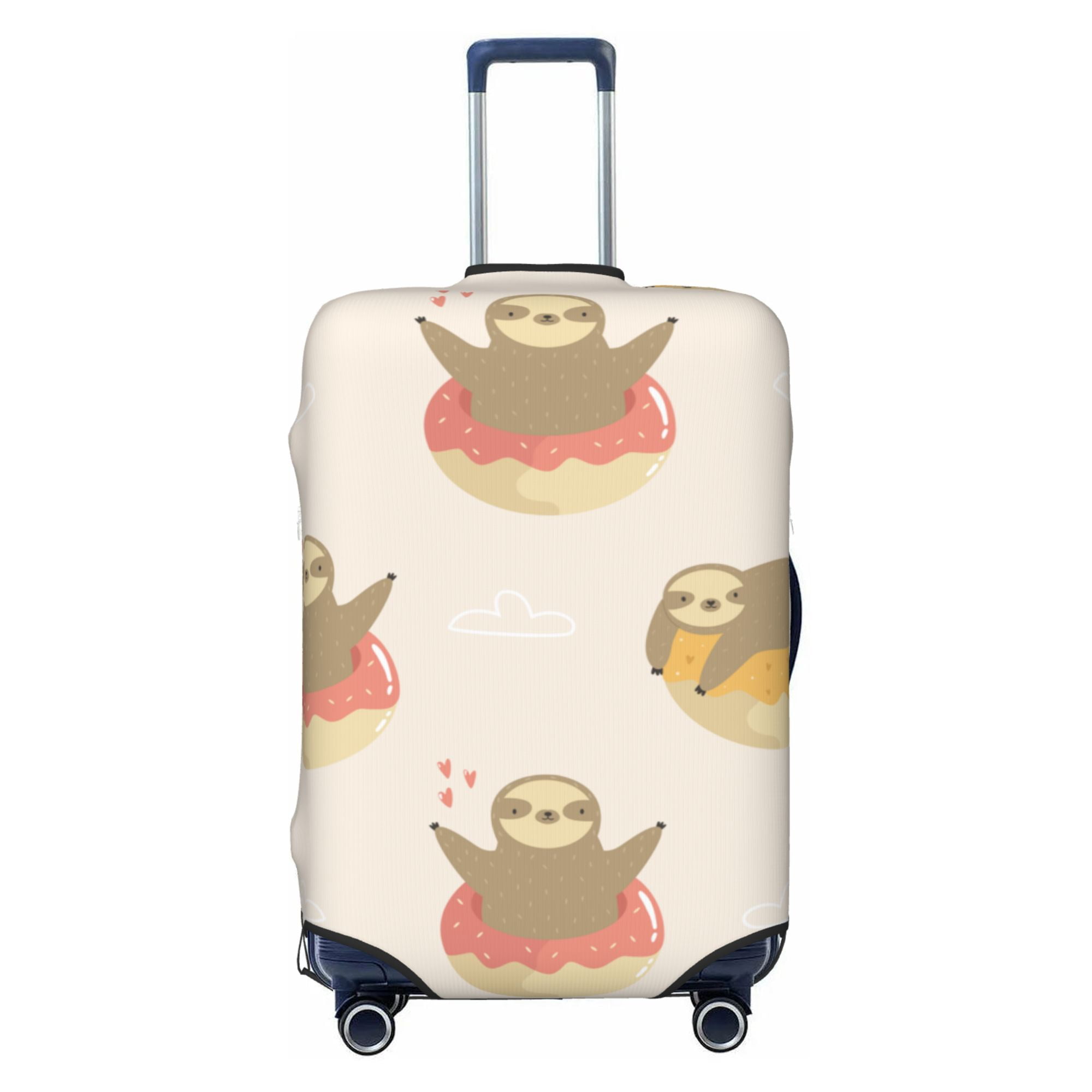 LAKIMCT Cute Sloths Donuts Elastic Luggage Cover with Concealed Zipper