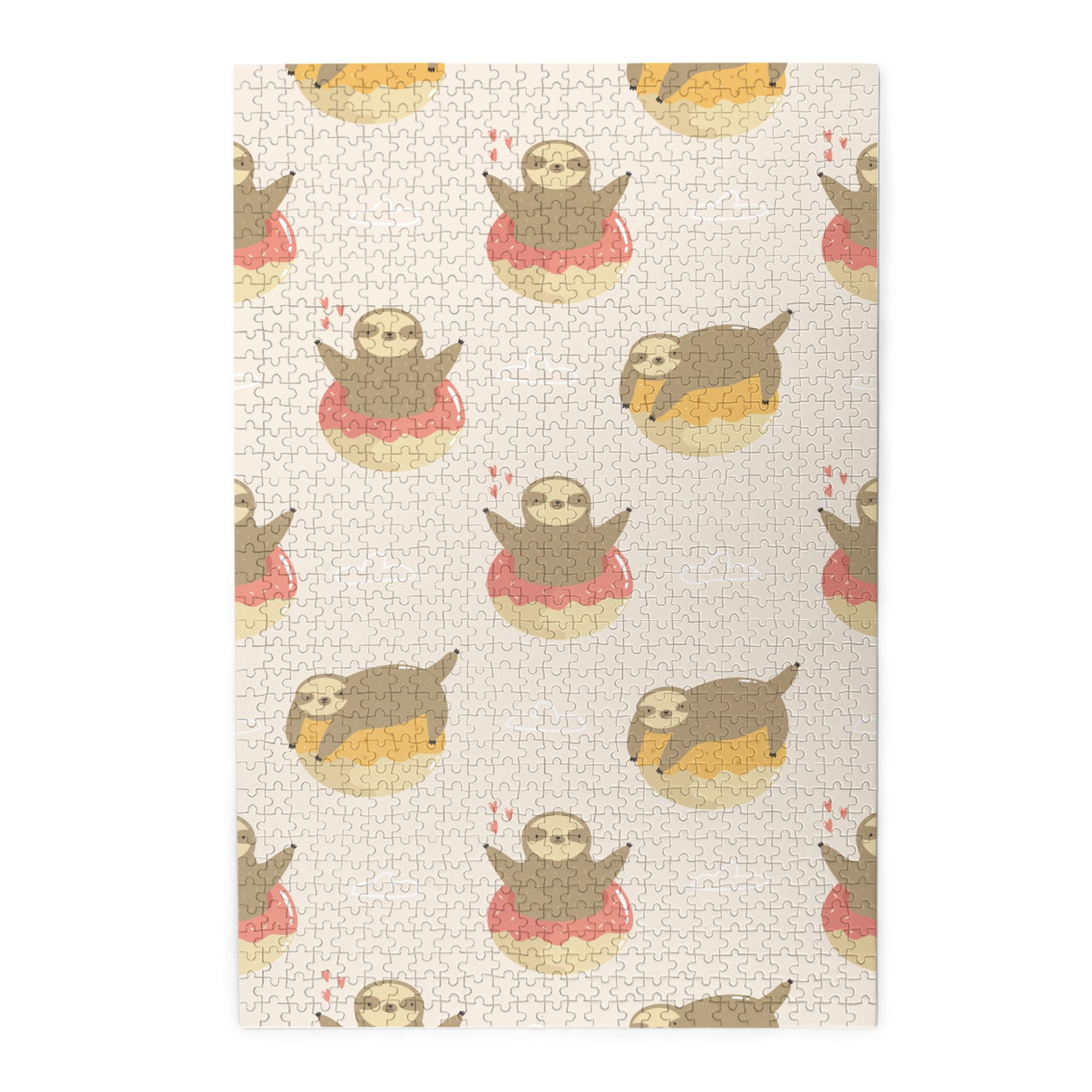 LAKIMCT Cute Sloths Donuts Jigsaw Puzzles 1000 Pieces, Wooden Puzzle