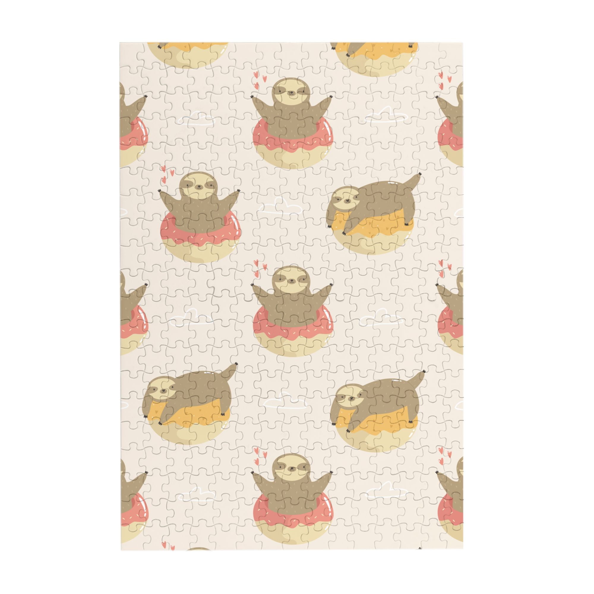 LAKIMCT Cute Sloths Donuts Jigsaw Puzzles 300 Pieces, Wooden Puzzle