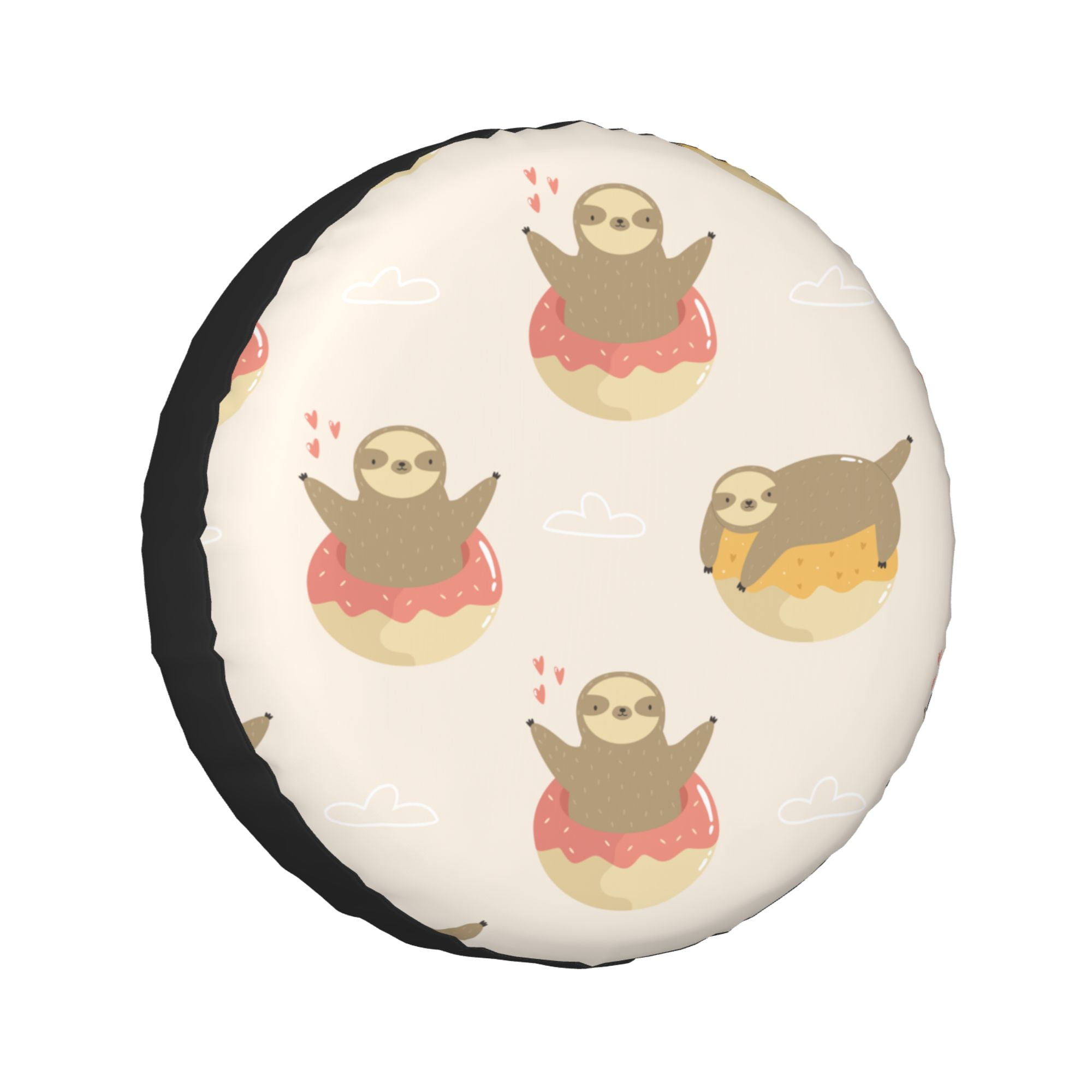 LAKIMCT Cute Sloths Donuts Spare Tire Cover Protectors, Weatherproof