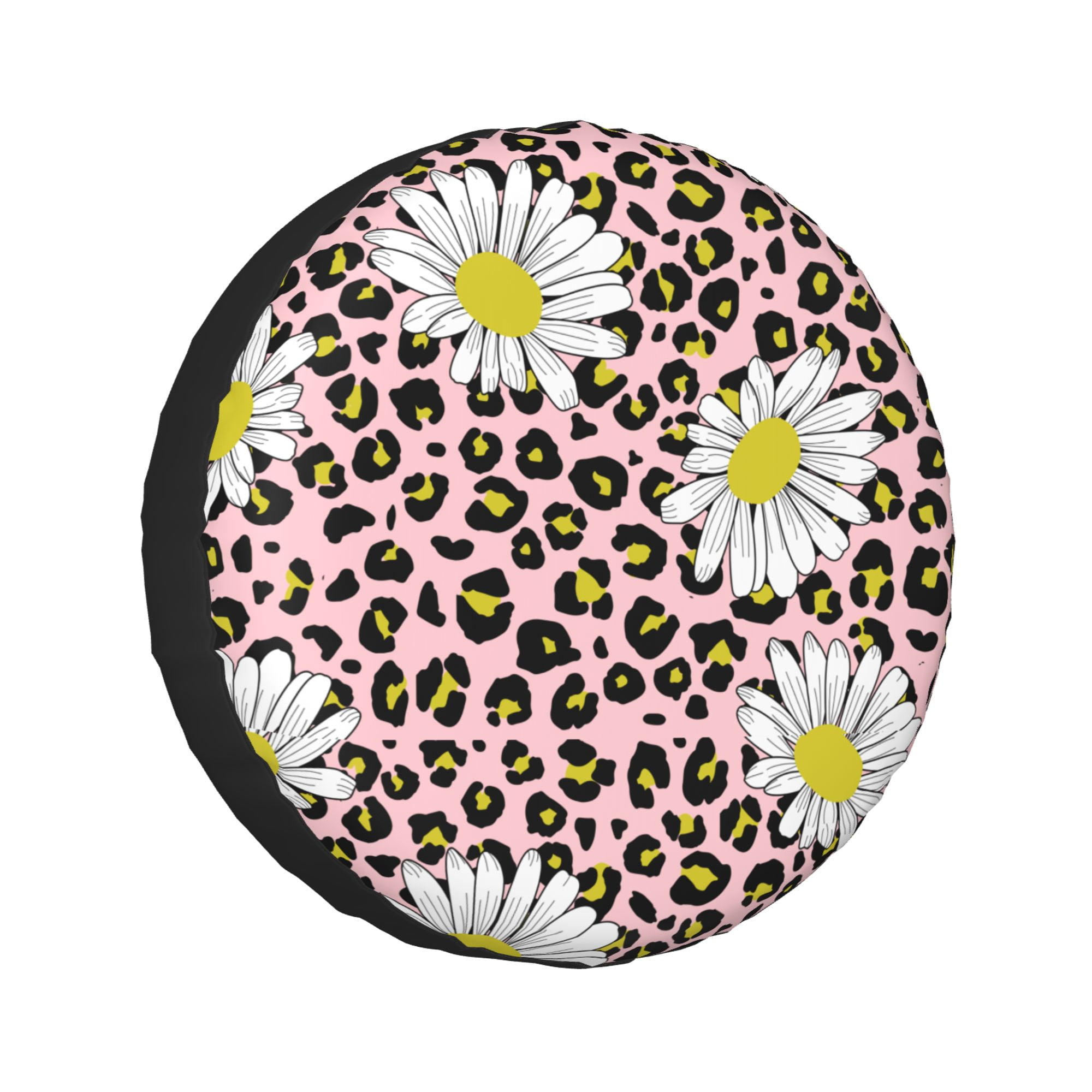 Lakimct Daisy Flower Leopard Print Spare Tire Cover Protectors